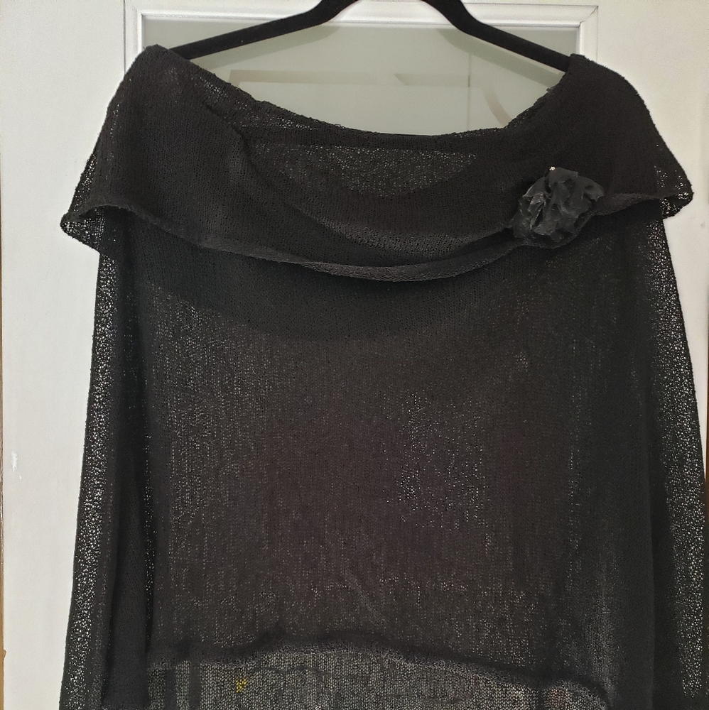 INC Black Sheer Poncho